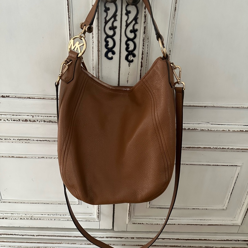 Michael Kors Tan Leather Hobo Crossbody Bag